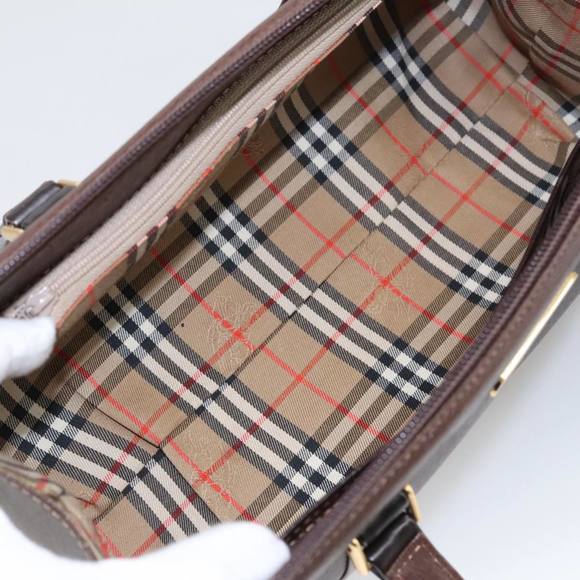 BURBERRY Hand Bag Leather Brown Gold Auth yk16155 - Picture 11 of 16